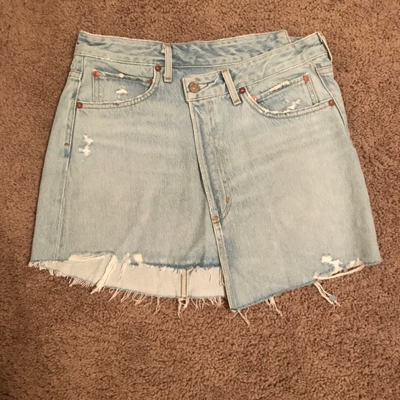 agolde criss cross denim skirt
